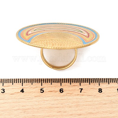 Кольца из нержавеющей стали 304 с эмалью для женщин RJEW-M102-02G-1