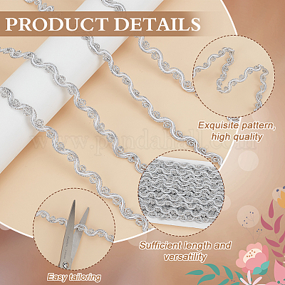 Волнистая кружевная лента из полиэстера длиной 19.5 м. OCOR-WH0100-02B-1