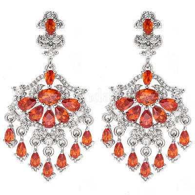 Латунь микро проложить кубический цирконий болтающиеся серьги стержня EJEW-H014-16P-07-1