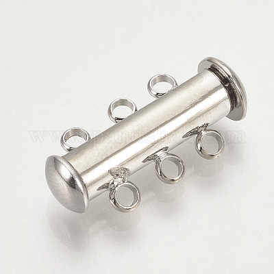 Wholesale 3-Strand 6-Hole Brass Magnetic Slide Lock Clasps 