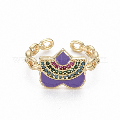 Латунные микро проложить манжеты кольца кубического циркония RJEW-Q164-011-NF-1