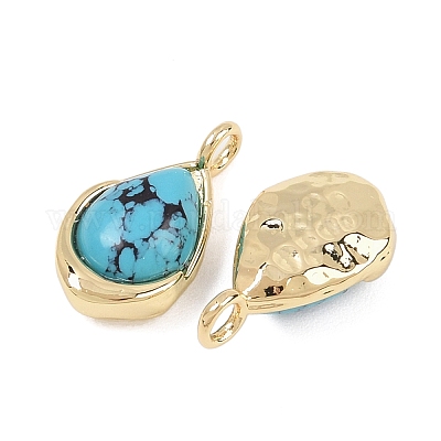 Подвески-капли из синтетической бирюзы KK-B157-33D-G-1