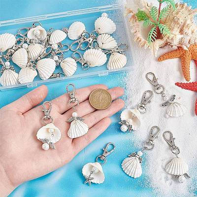 Ангельские подвески из акрила и стекла с жемчугом и ракушками HJEW-GO00037-1