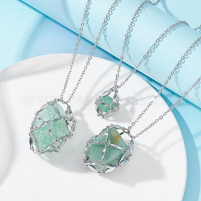 3 шт. 3 стиля 304 нержавеющая сталь и латунь макраме мешочек пустой держатель камней для изготовления подвесок ожерелий NJEW-JN04443-1