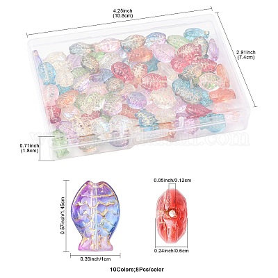 80 шт. 10-цветные гальванизированные и золотистые металлические стеклянные бусины EGLA-FS0001-57-1