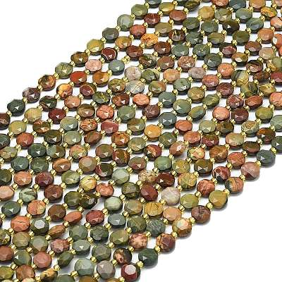 Нити бусин из натурального камня пикассо/полихромной яшмы G-C116-A84-02-1