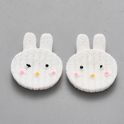 樹脂カボション  兎  ホワイト  25x22x5mm&nbsp;LS-X-CRES-N023-06B-1