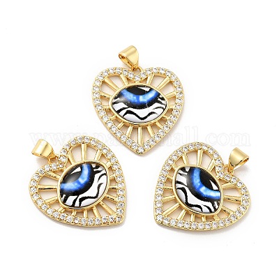 Подвески в форме сердца из латуни с прозрачным кубическим цирконием KK-G419-11G-03-1