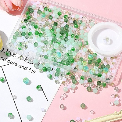 Наборы для изготовления браслетов из круглых акриловых бусин своими руками DIY-FS0007-02D-1