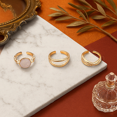 2 цвет овальный сплав эмалированный регулируемые манжеты кольца наборы для женщин RJEW-HY0001-19-1