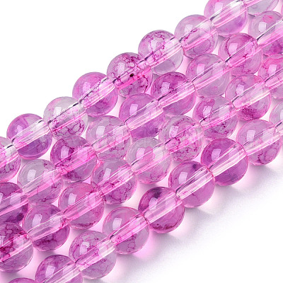 Chapelet de perles en verre baking paint&nbsp;DGLA-Q023-6mm-DB55-01-1