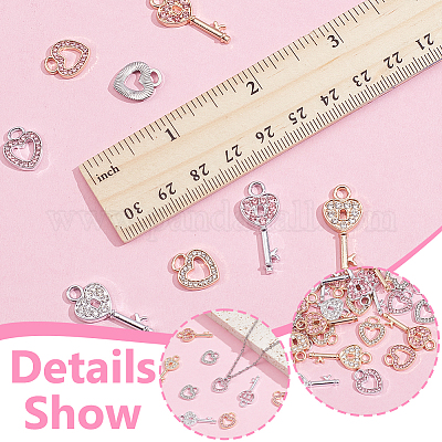 32 шт. 8 стиля подвески в форме сердца из сплава со стразами ENAM-NB0002-22-1