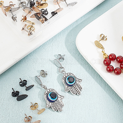 32 шт. 16 шт. фурнитура для сережек-гвоздиков из нержавеющей стали 304 STAS-MA0001-08-1