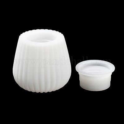 Полосатая круглая чашка для свечи с крышкой DIY-G094-06B-1