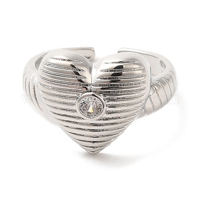 Кольцо-солитер с микропаве из латуни и кубическими цирконами RJEW-P098-19P-1