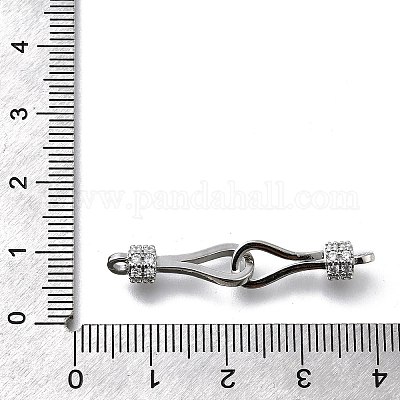 Латунный микро-pave прозрачный кубический цирконий крюк и s-крюк застежки KK-D312-10P-1