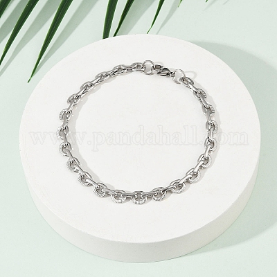 201 нержавеющая сталь кубинский стиль браслет чиан для мужчин BJEW-B138-06P-01-1