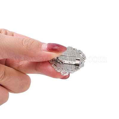 Овальные тибетском стиле сеттинги брошь кабошон TIBE-S188-AS-NR-1