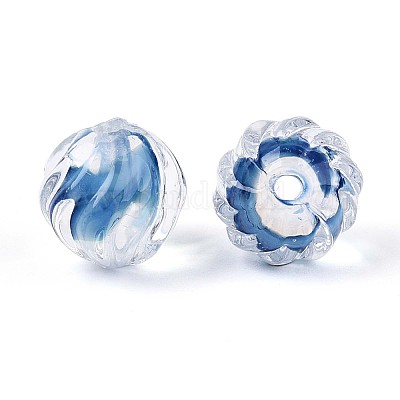 Фактурные внутренние бусины-лэмпворк ручной работы с цветком LAMP-T024-07B-1