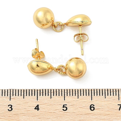 Круглые серьги-гвоздики из нержавеющей стали 304 EJEW-A125-53G-1