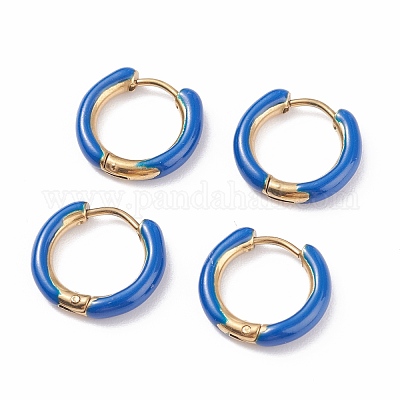 Массивные серьги-кольца Huggie Hoop из двухцветной нержавеющей стали 304 с ионным покрытием (IP) и эмалью для женщин EJEW-C043-11-G-1