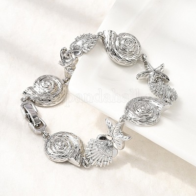 Летние пляжные браслеты-цепочки с микропаве из латуни BJEW-C118-02A-P-1