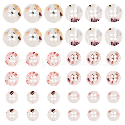 45 шт. 3 стильных пуговицы-ракушки с 4 отверстиями BUTT-TA0001-27-1