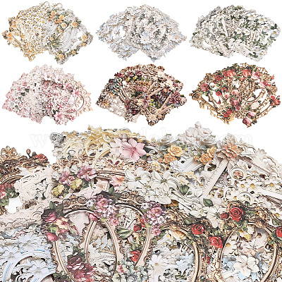 6 комплект 6-х цветных бумажных самоклеящихся кружевных наклеек DIY-SP0004-94-1