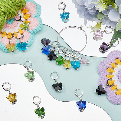 Стеклянный кулон-бабочка&nbsp;HJEW-SC00069-1