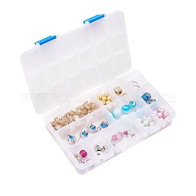 BENECREAT 4 Pack 18 Grids Large Transparent Plastic Storage Box Bead  Organizer with Adjustable Dividers for Jewelry, Beads, Tools, Craft  Accessories