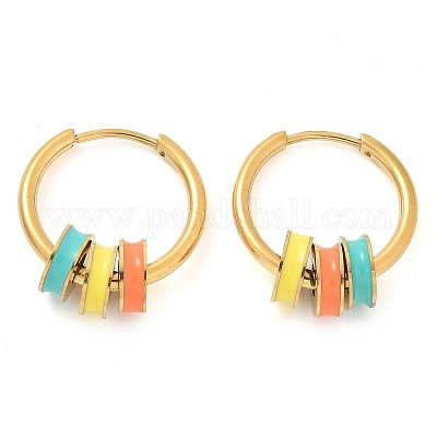 Серьги-кольца из нержавеющей стали 304 с ионным покрытием (IP) EJEW-A118-02G-1