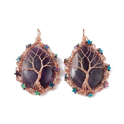 Природный аметист большие кулоны G-L524-09RG-05-1