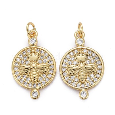 Латунные микропаве прозрачные подвески с фианитом ZIRC-Z011-16G-1