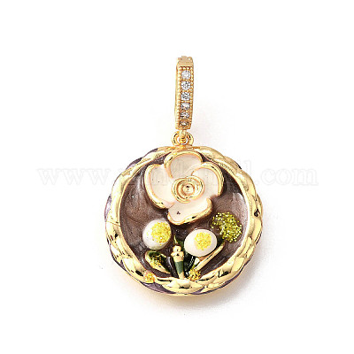 Латунные подвески с микропаве из кубического циркония и эмали KK-R222-09G-01-1