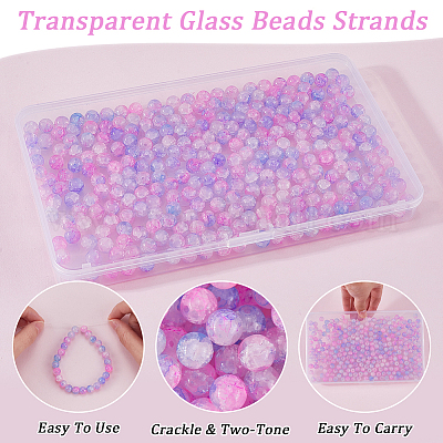 3 нити окрашенных в технике кракелюр стеклянных бусин CCG-SP0001-02-1