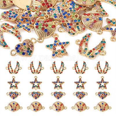 20 шт. 4 стиля подвески-соединители из сплава с цветными стразами FIND-TA0003-33-1