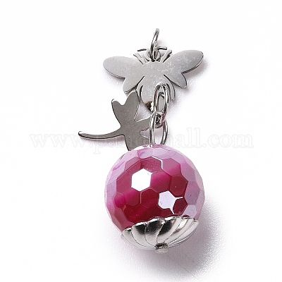 Гальванические ограненные круглые подвески из натурального агата G-B027-01-1