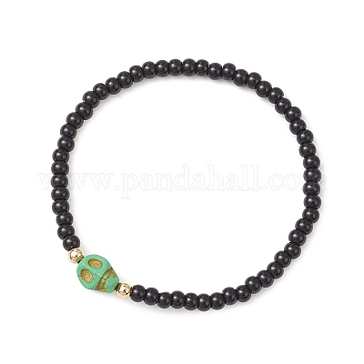 7шт 7-х цветные стеклянные круглые тянущиеся браслеты для мужчин и женщин BJEW-TA00667-1