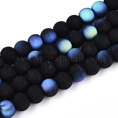 Нити из матовых непрозрачных стеклянных бусин GLAA-T032-P6mm-MBB01-1