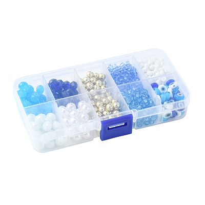 Наборы для изготовления браслетов из стеклянных бусин и лампворка от сглаза DIY-FS0007-43-1