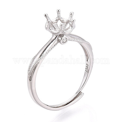 Позолоченное родием 925 стерлинговое серебро с микропаве из кубических цирконий помолвочное кольцо-солитер STER-T008-19P-1