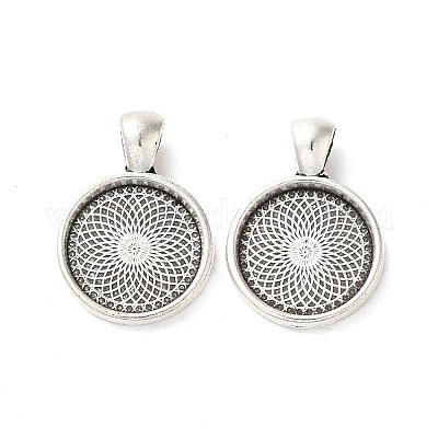 Тибетский стиль плоские круглые литые сеттинги подвеска кабошон TIBEP-Q045-061AS-RS-1