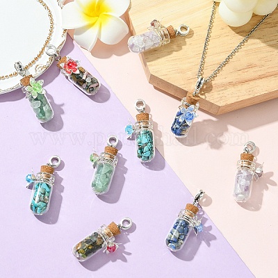 10 шт. подвески в виде стеклянных бутылок из двухцветного сплава PALLOY-YW00057-1