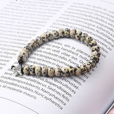 Браслеты из натуральной далматинской яшмы BJEW-JB05457-02-1