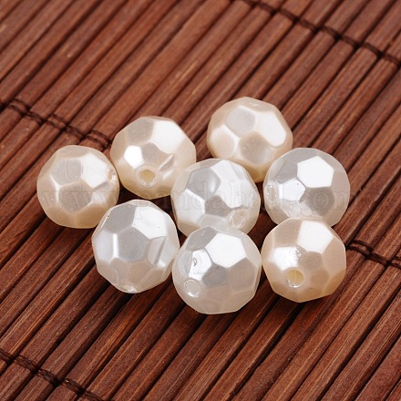 Perline sfaccettate rotonde imitazione di perle in acrilico OACR-L004-2024-1