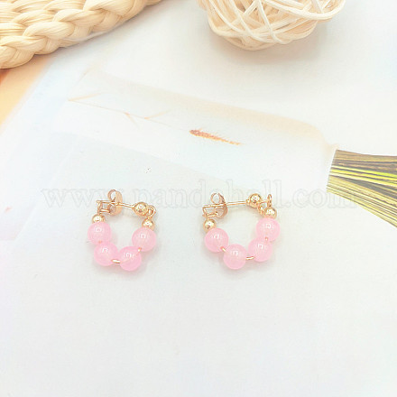 Стеклянные круглые серьги-гвоздики FS-WGE0AD6-48-1