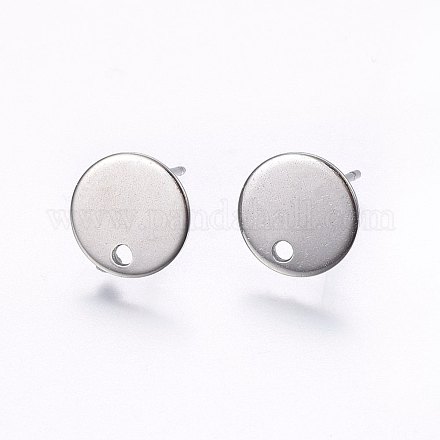 Flat Plate 201 Stainless Steel Stud Earring Findings STAS-I095-04P-A-1