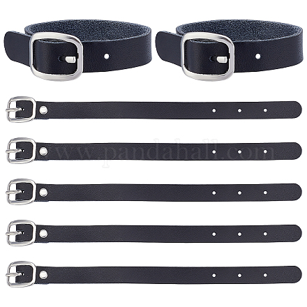 GORGECRAFT 10Pcs 8x1/2 Inch Black Leather Luggage Labels Strap Cowhide Luggage Tags Replacement Belts with Buckle Watch Band Strap for ID Card Pass Holder Storage Hanging Supplies Travel Accessories AJEW-WH0258-251C-1