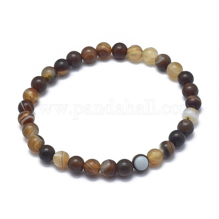 Bracelets extensibles en perles d'agate / agate rayée naturelle X-BJEW-K212-B-003-1