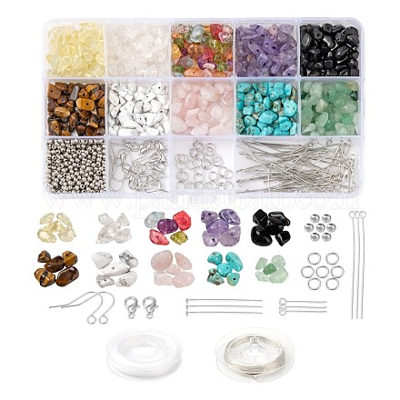 Kit de cuentas de virutas de piedra mixtas para la fabricación de conjuntos de joyas diy DIY-FS0002-23-1